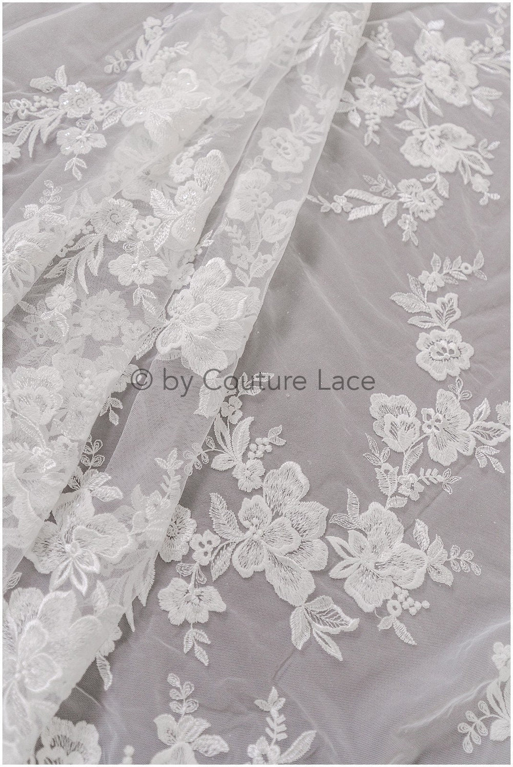 Romantischer Baumwoll-Rayon-Misch-Spitzenstoff für Hochzeitskleid, Spitzenstoff, Blumendesign Spitze, Blumenmuster Hochzeitskleid Spitze// L19-017