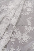 Romantischer Baumwoll-Rayon-Misch-Spitzenstoff für Hochzeitskleid, Spitzenstoff, Blumendesign Spitze, Blumenmuster Hochzeitskleid Spitze// L19-017