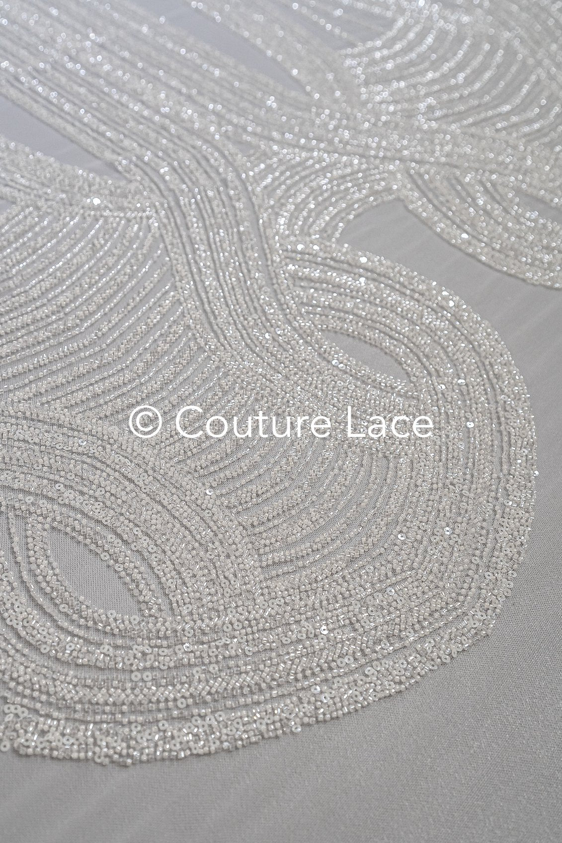 0.9y - Handbestickte Brautspitze/ Perlenspitzenstoff/ Couture Hochzeitskleidspitze/ Designer Couture Spitze/ L21-129N