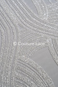 0.9y - Handbestickte Brautspitze/ Perlenspitzenstoff/ Couture Hochzeitskleidspitze/ Designer Couture Spitze/ L21-129N