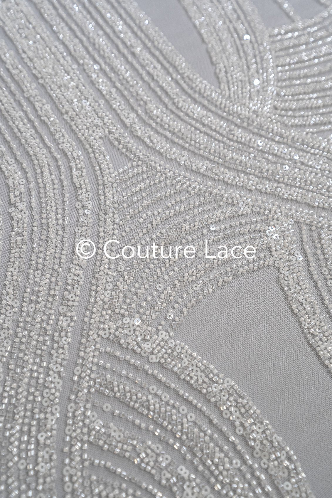 0.9y - Handbestickte Brautspitze/ Perlenspitzenstoff/ Couture Hochzeitskleidspitze/ Designer Couture Spitze/ L21-129N