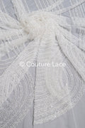 0.9y - Handbestickte Brautspitze/ Perlenspitzenstoff/ Couture Hochzeitskleidspitze/ Designer Couture Spitze/ L21-129N