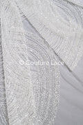 0.9y - Handbestickte Brautspitze/ Perlenspitzenstoff/ Couture Hochzeitskleidspitze/ Designer Couture Spitze/ L21-129N