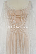 0.9y - Handbestickte Brautspitze/ Perlenspitzenstoff/ Couture Hochzeitskleidspitze/ Designer Couture Spitze/ L21-129N