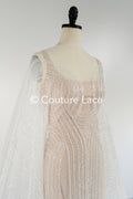 0.9y - Handbestickte Brautspitze/ Perlenspitzenstoff/ Couture Hochzeitskleidspitze/ Designer Couture Spitze/ L21-129N