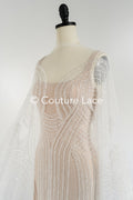 0.9y - Handbestickte Brautspitze/ Perlenspitzenstoff/ Couture Hochzeitskleidspitze/ Designer Couture Spitze/ L21-129N