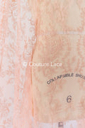 Super romantisch weich-pfirsich Braut Spitzenstoff mit verschnörkelt-floralem filigranem Muster, weicher Rosé Spitzenstoff, Dessous Spitze// L21-412PH