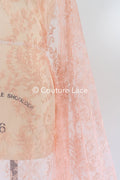 Super romantisch weich-pfirsich Braut Spitzenstoff mit verschnörkelt-floralem filigranem Muster, weicher Rosé Spitzenstoff, Dessous Spitze// L21-412PH
