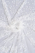 Floral pearl lace fabric off-white silver/ Bridal lace fabric with pearls &amp; sequins/ Bridal lace with flowers// L22-451