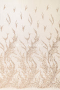 Rose Gold Spitze mit Perlen/ perlenbesetzter Couture Spitzenstoff/ kupfer Spitzenstoff/ Abendkleid Perlen Stoff// L22-488