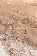 Rose Gold Spitze mit Perlen/ perlenbesetzter Couture Spitzenstoff/ kupfer Spitzenstoff/ Abendkleid Perlen Stoff// L22-488