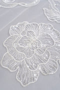 Floral bridal lace off-white/ bridal lace with pearls &amp; sequins/ bridal lace fabric/ floral wedding lace with sequins/ couture lace// L23-578