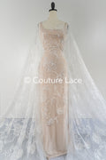 Floral bridal lace off-white/ bridal lace with pearls &amp; sequins/ bridal lace fabric/ floral wedding lace with sequins/ couture lace// L23-578