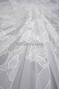 Florale Brautspitze/ Brautspitzenmaterial/ cremefarbene Brautspitze/ florale Hochzeitsspitze/ Couture-Spitze // L23-583