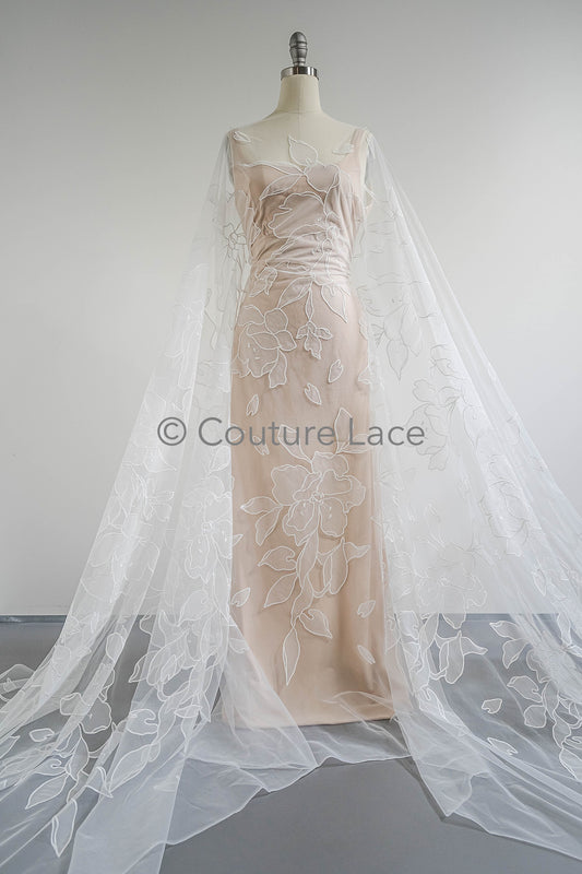 Floral bridal lace/ bridal lace material/ cream bridal lace/ floral wedding lace/ couture lace // L23-583