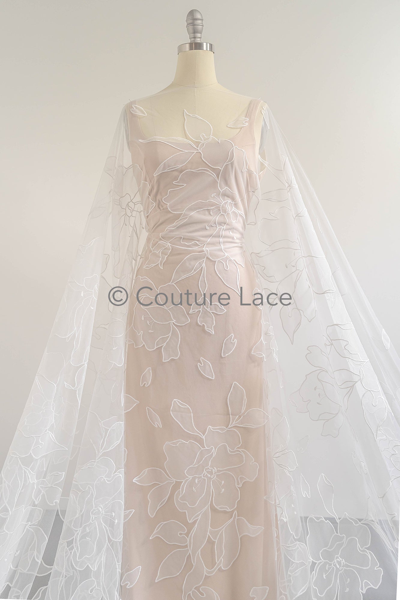 Florale Brautspitze/ Brautspitzenmaterial/ cremefarbene Brautspitze/ florale Hochzeitsspitze/ Couture-Spitze // L23-583