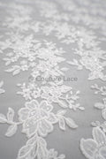 Blumen Braut Spitze Off-White/ Brautspitze mit Blumen/ Blumen Hochzeit Spitze/ Couture Spitze mit Pailletten// L23-588
