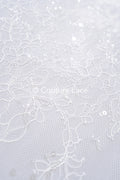 Floral bridal lace/ bridal lace fabric/ off-white bridal lace/ embroidered wedding lace/ couture lace/ L24-675