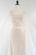 Floral bridal lace/ bridal lace fabric/ off-white bridal lace/ embroidered wedding lace/ couture lace/ L24-675