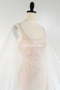 Floral bridal lace/ bridal lace fabric/ off-white bridal lace/ embroidered wedding lace/ couture lace/ L24-675