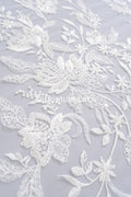 Braut Spitzenstoff mit Perlen / Off-White Braut Spitze/ bestickte Hochzeit Spitze/ Couture Spitze/ L24-676