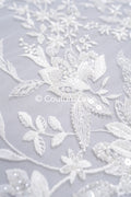 Braut Spitzenstoff mit Perlen / Off-White Braut Spitze/ bestickte Hochzeit Spitze/ Couture Spitze/ L24-676