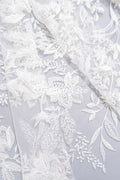 Braut Spitzenstoff mit Perlen / Off-White Braut Spitze/ bestickte Hochzeit Spitze/ Couture Spitze/ L24-676