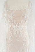 Braut Spitzenstoff mit Perlen / Off-White Braut Spitze/ bestickte Hochzeit Spitze/ Couture Spitze/ L24-676