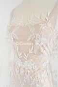 Braut Spitzenstoff mit Perlen / Off-White Braut Spitze/ bestickte Hochzeit Spitze/ Couture Spitze/ L24-676