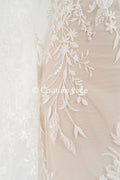 Braut Spitzenstoff mit Perlen / Off-White Braut Spitze/ bestickte Hochzeit Spitze/ Couture Spitze/ L24-676