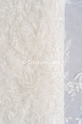 Braut Spitzenstoff mit Perlen / Off-White Braut Spitze/ bestickte Hochzeit Spitze/ Couture Spitze/ L24-676