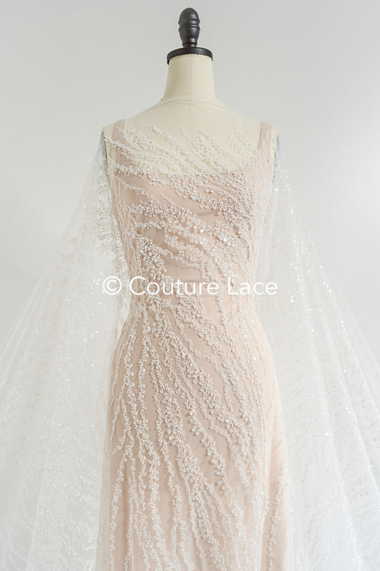 Perlen-Spitzenstoff/ Couture-Spitzenstoff/ Braut-Spitzenstoff/ Perlen-Spitzenstoff// L24-677