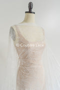 Floral bridal lace/ bridal lace fabric/ off-white bridal lace/ embroidered wedding lace/ couture lace/ L24-678