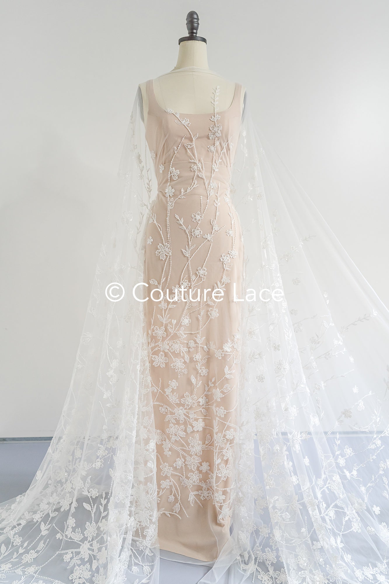 pearl lace fabric/ couture lace fabric/ floral bridal lace fabric/ pearl lace fabric// L24-679