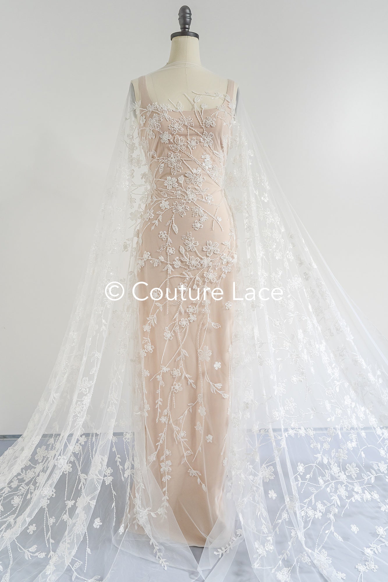 pearl lace fabric/ couture lace fabric/ floral bridal lace fabric/ pearl lace fabric// L24-679