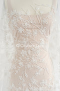 pearl lace fabric/ couture lace fabric/ floral bridal lace fabric/ pearl lace fabric// L24-679
