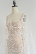 pearl lace fabric/ couture lace fabric/ floral bridal lace fabric/ pearl lace fabric// L24-679
