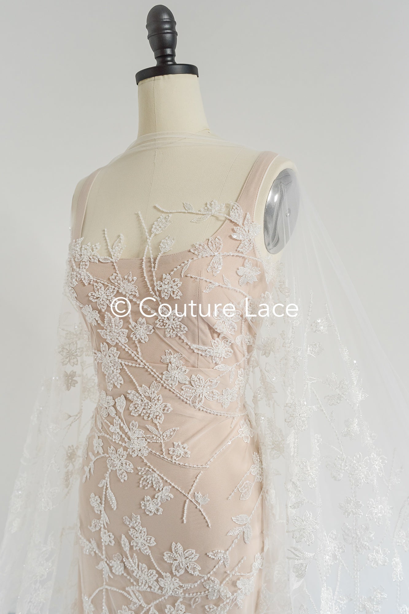pearl lace fabric/ couture lace fabric/ floral bridal lace fabric/ pearl lace fabric// L24-679