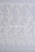 Floral bridal lace/ Bridal lace fabric/ Off-white bridal lace/ Lace with 3D flowers/ Couture lace/ L24-680
