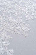 Floral bridal lace/ Bridal lace fabric/ Off-white bridal lace/ Lace with 3D flowers/ Couture lace/ L24-680