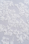 Floral bridal lace/ Bridal lace fabric/ Off-white bridal lace/ Lace with 3D flowers/ Couture lace/ L24-680