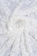Floral bridal lace/ Bridal lace fabric/ Off-white bridal lace/ Lace with 3D flowers/ Couture lace/ L24-680