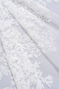 Floral bridal lace/ Bridal lace fabric/ Off-white bridal lace/ Lace with 3D flowers/ Couture lace/ L24-680