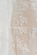 Floral bridal lace/ Bridal lace fabric/ Off-white bridal lace/ Lace with 3D flowers/ Couture lace/ L24-680