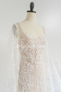 Floral bridal lace/ Bridal lace fabric/ Off-white bridal lace/ Lace with 3D flowers/ Couture lace/ L24-680