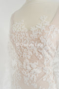 Floral bridal lace/ Bridal lace fabric/ Off-white bridal lace/ Lace with 3D flowers/ Couture lace/ L24-680