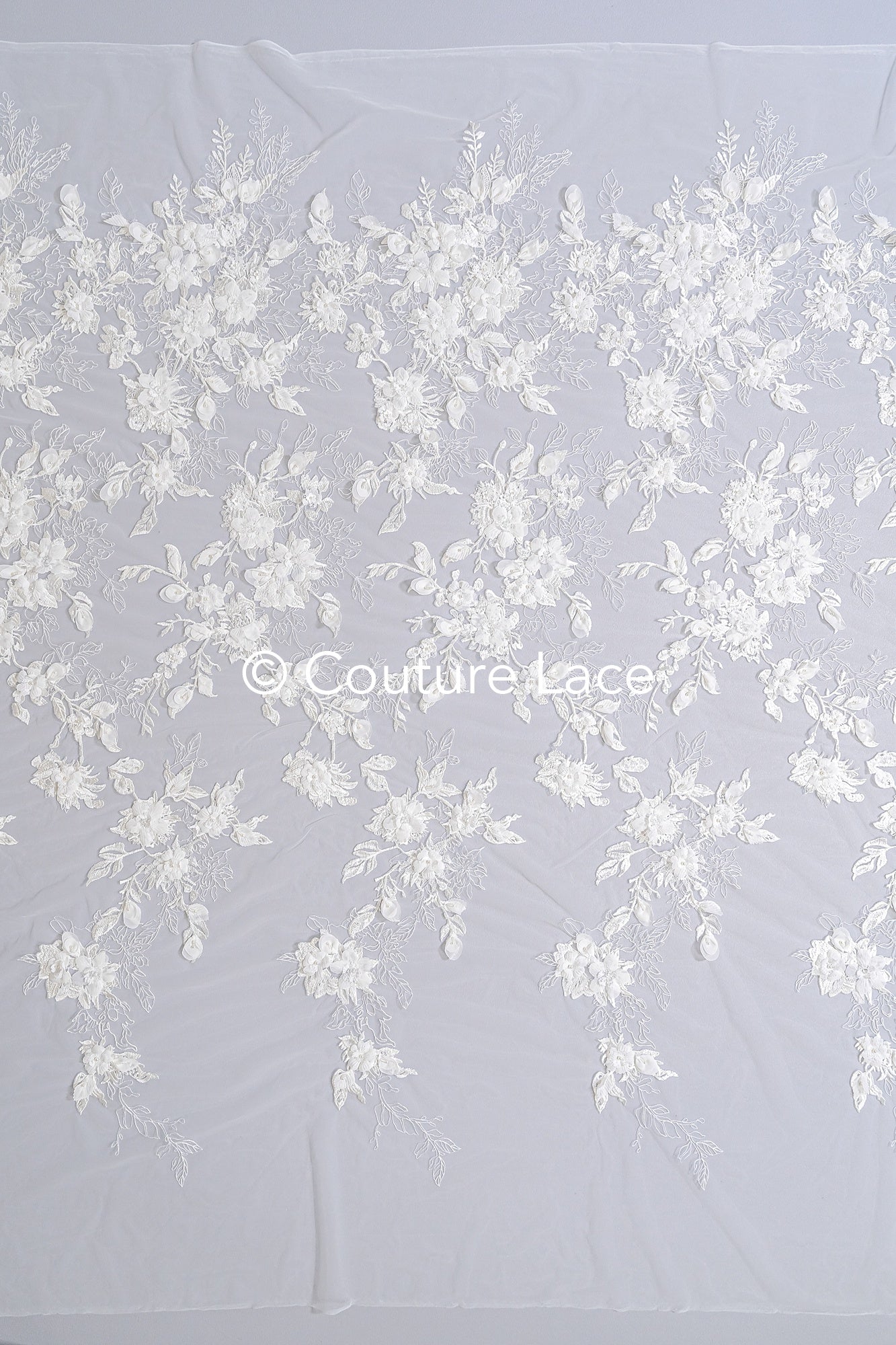 3D Blumen-Spitzenstoff/ Französischer Braut-Spitzenstoff/ Romantischer Blumen-Spitzenstoff mit 3D Blumen/ Hochzeitsspitzenstoff// L24-681