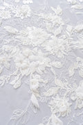 3D Blumen-Spitzenstoff/ Französischer Braut-Spitzenstoff/ Romantischer Blumen-Spitzenstoff mit 3D Blumen/ Hochzeitsspitzenstoff// L24-681