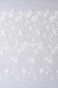 3D flower lace fabric/ French bridal lace fabric/ Romantic floral lace fabric with 3D flowers/ Wedding lace fabric// L24-682