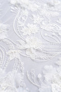 3D flower lace fabric/ French bridal lace fabric/ Romantic floral lace fabric with 3D flowers/ Wedding lace fabric// L24-682